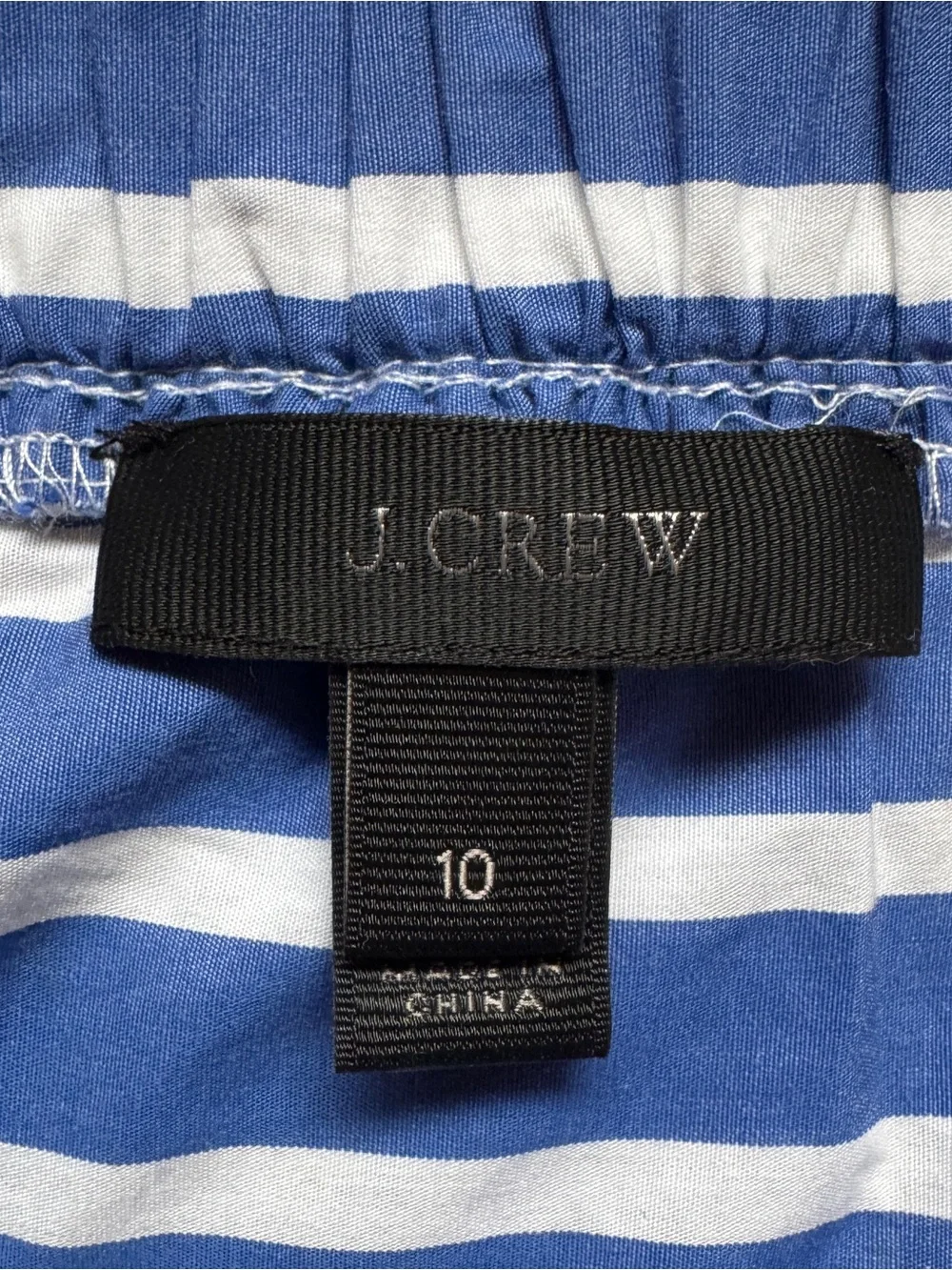 J. Crew Blue and White Striped tank top with Tie Detail